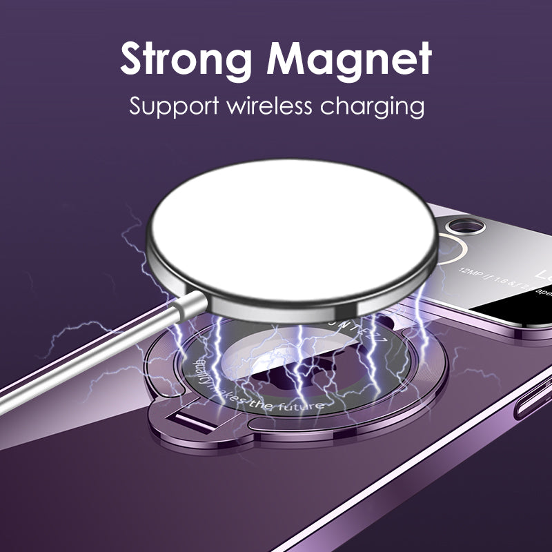 Luxury iPhone Case MagSafe Compatible Matte Ring Stand Shockproof Protective Cover Hard PC Camera Lens Protection Ultra Thin Slim Design