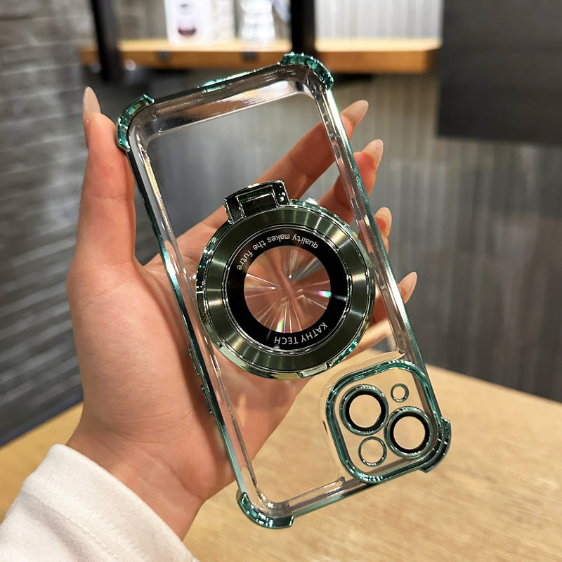 Luxury iPhone Case MagSafe Compatible Matte Ring Stand Shockproof Protective Cover Hard PC Camera Lens Protection Ultra Thin Slim Design