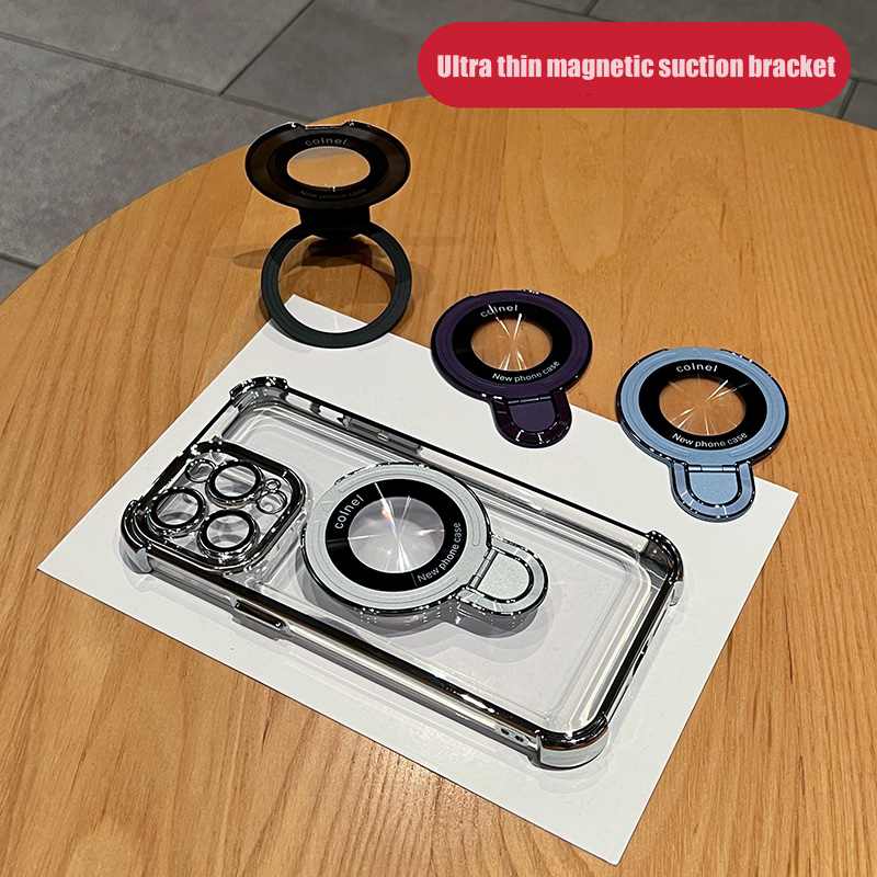 Luxury iPhone Case MagSafe Compatible Matte Ring Stand Shockproof Protective Cover Hard PC Camera Lens Protection Ultra Thin Slim Design