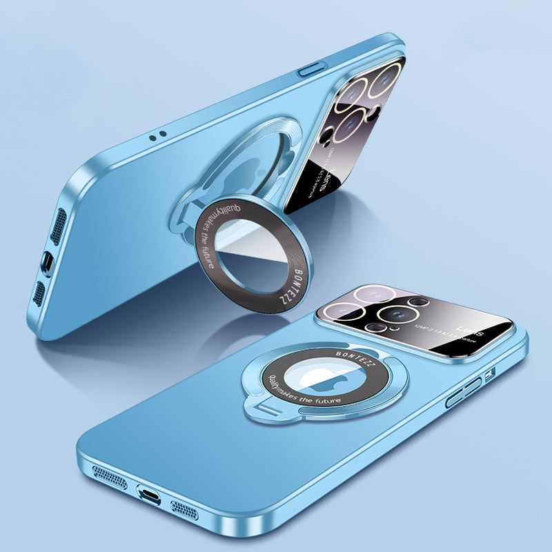 Luxury iPhone Case MagSafe Compatible Matte Ring Stand Shockproof Protective Cover Hard PC Camera Lens Protection Ultra Thin Slim Design