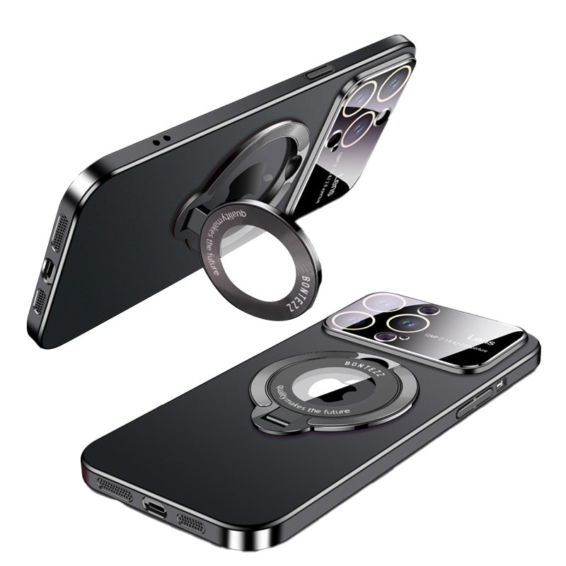 Luxury iPhone Case MagSafe Compatible Matte Ring Stand Shockproof Protective Cover Hard PC Camera Lens Protection Ultra Thin Slim Design