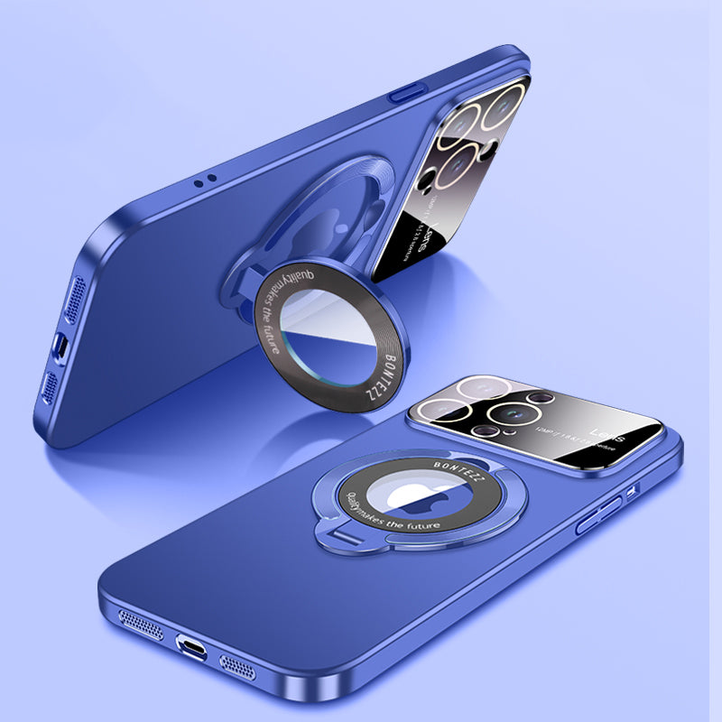 Luxury iPhone Case MagSafe Compatible Matte Ring Stand Shockproof Protective Cover Hard PC Camera Lens Protection Ultra Thin Slim Design