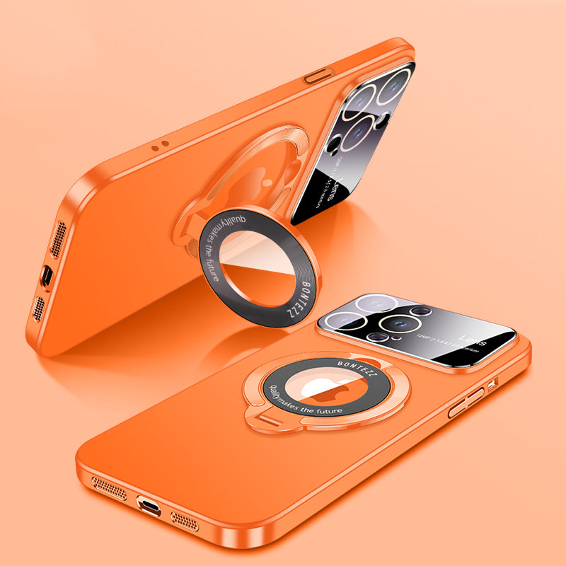 Luxury iPhone Case MagSafe Compatible Matte Ring Stand Shockproof Protective Cover Hard PC Camera Lens Protection Ultra Thin Slim Design