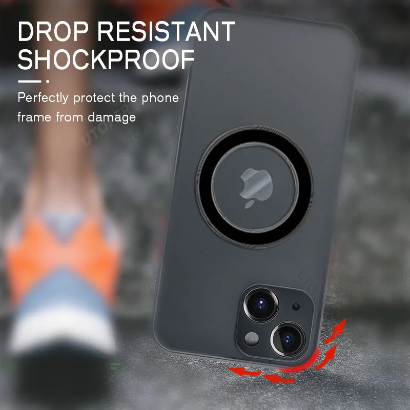 Luxury iPhone Case MagSafe Compatible Matte Shockproof Protective Cover Camera Lens Protection Slim Magnetic Design