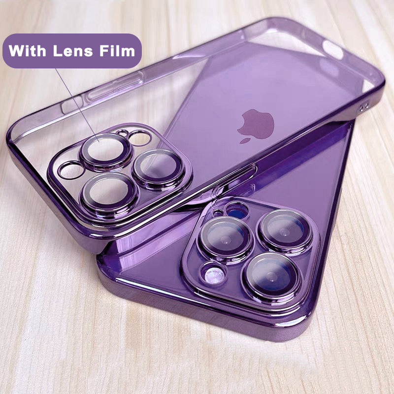 Luxury iPhone Case MagSafe Compatible Transparent Glitter Silicone Shockproof Protective Cover Camera Lens Protection Slim Design