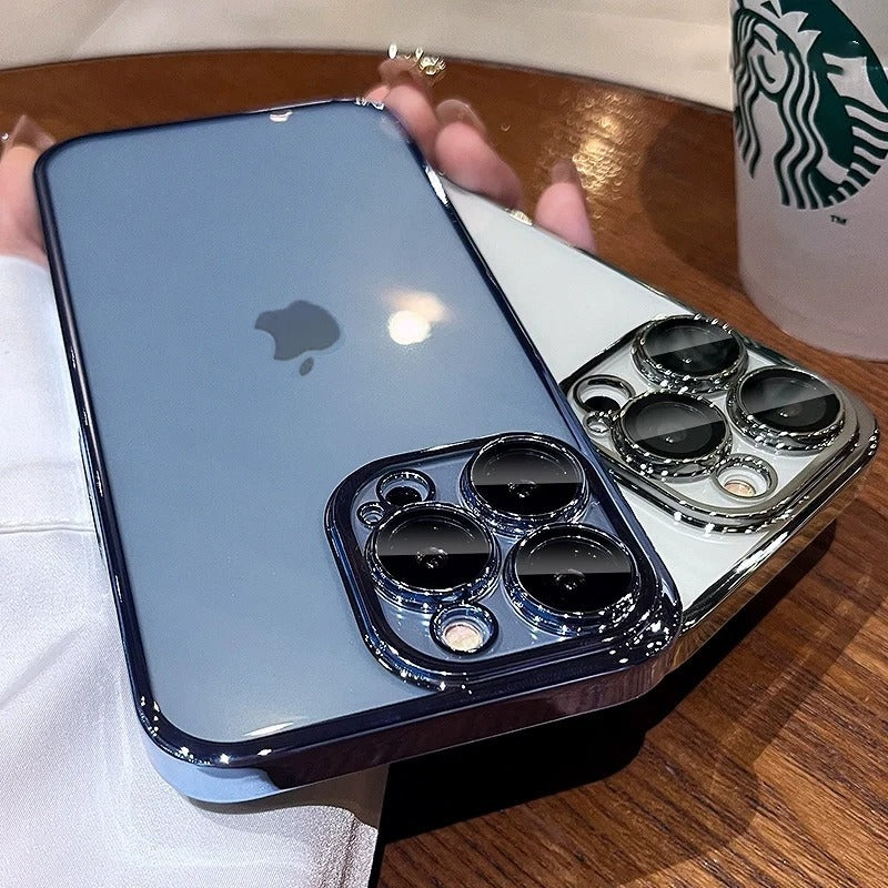 Luxury iPhone Case MagSafe Compatible Transparent Glitter Silicone Shockproof Protective Cover Camera Lens Protection Slim Design