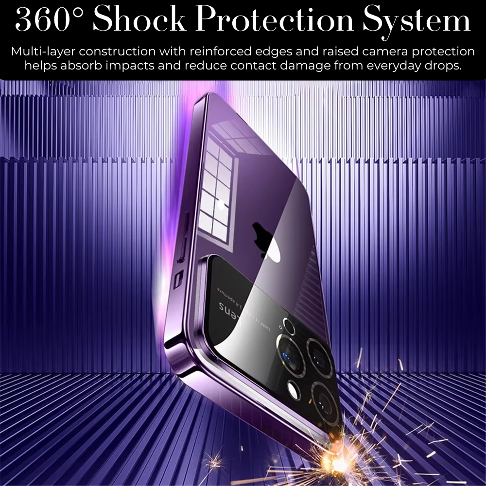 Luxury iPhone Case MagSafe Compatible Transparent Shockproof Protective Cover Clear Hard PC Back Silicone Bumper Camera Lens Protection Ultra Thin