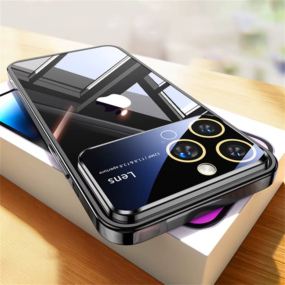 Luxury iPhone Case MagSafe Compatible Transparent Shockproof Protective Cover Clear Hard PC Back Silicone Bumper Camera Lens Protection Ultra Thin