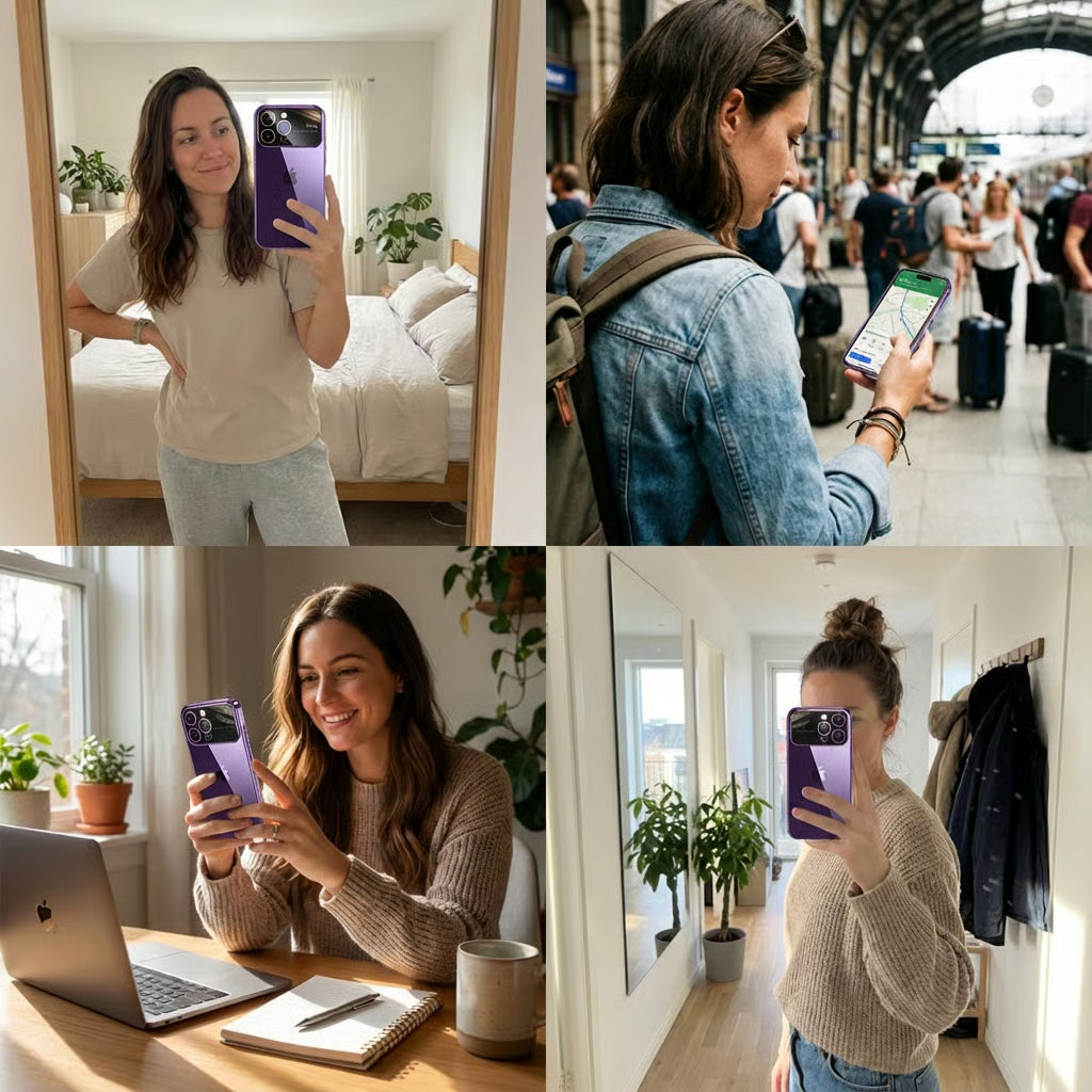 Luxury iPhone Case MagSafe Compatible Transparent Shockproof Protective Cover Clear Hard PC Back Silicone Bumper Camera Lens Protection Ultra Thin