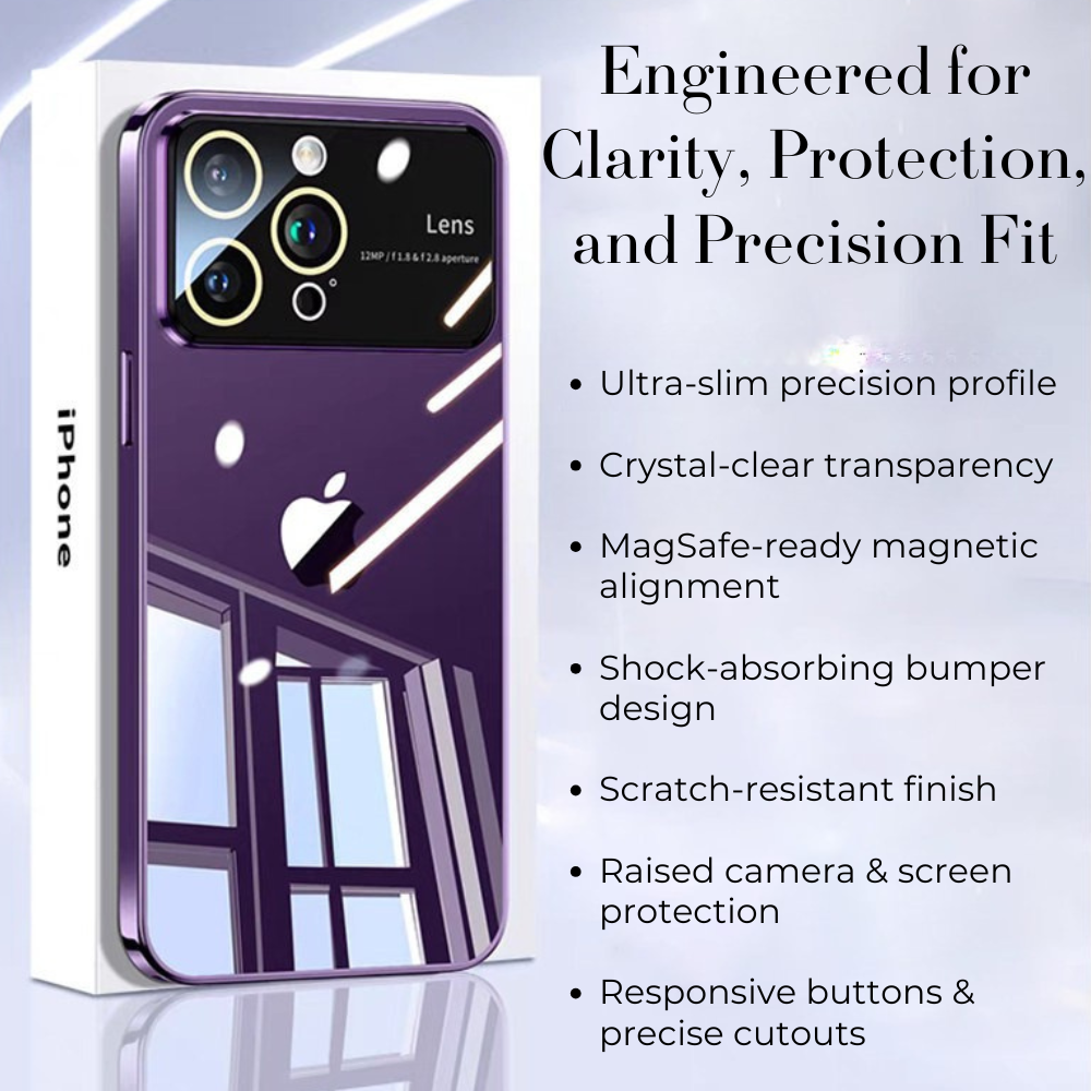 Luxury iPhone Case MagSafe Compatible Transparent Shockproof Protective Cover Clear Hard PC Back Silicone Bumper Camera Lens Protection Ultra Thin