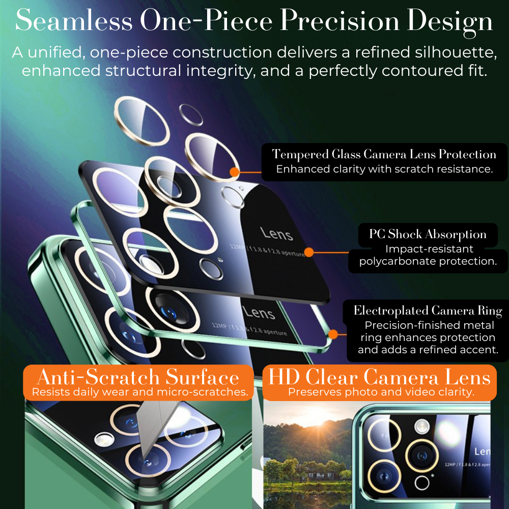 Luxury iPhone Case MagSafe Compatible Transparent Tempered Glass Shockproof Protective Cover Silicone Bumper Camera Lens Protection Ultra Thin