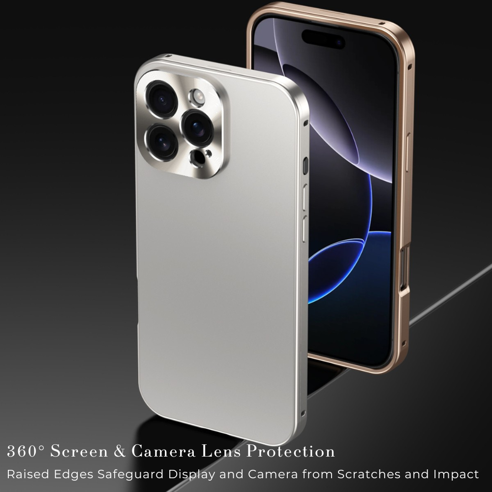 Luxury iPhone Case Magnetic Aluminum Frame Shockproof Protective Cover Full Camera Lens Protection Slim Metal Design Wireless Charging Compatible