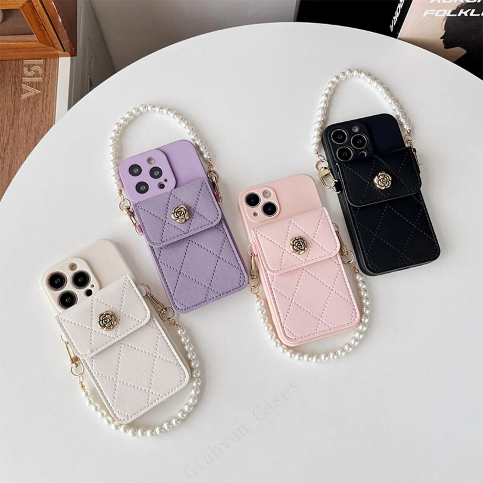 Luxury iPhone Case Wallet MagSafe Compatible Crossbody Strap Card Holder Shockproof Protective Cover 3D Metal Design Camera Lens Protection Slim Profile