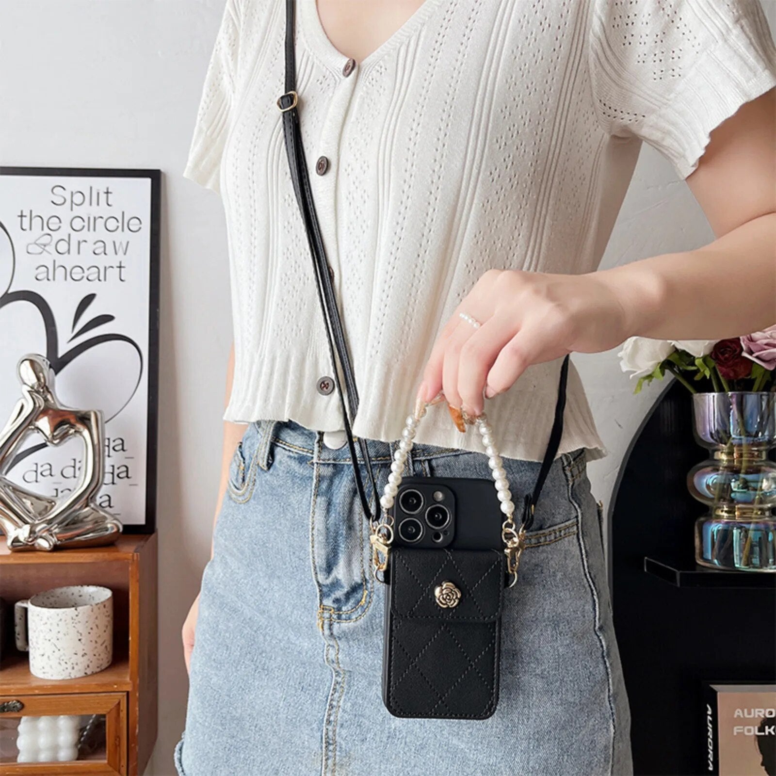 Luxury iPhone Case Wallet MagSafe Compatible Crossbody Strap Card Holder Shockproof Protective Cover 3D Metal Design Camera Lens Protection Slim Profile