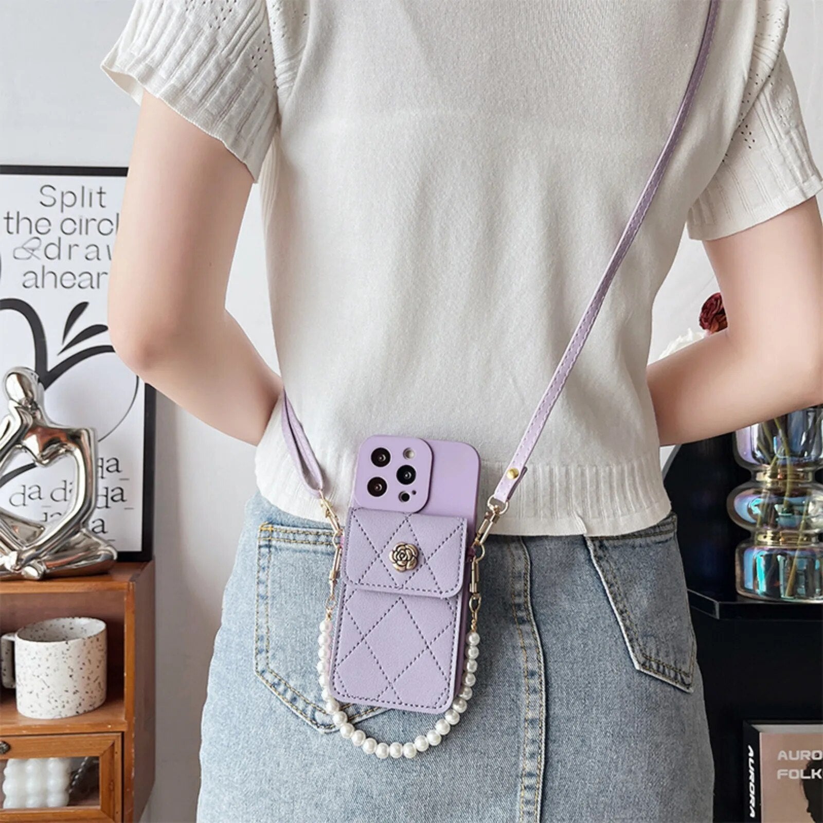 Luxury iPhone Case Wallet MagSafe Compatible Crossbody Strap Card Holder Shockproof Protective Cover 3D Metal Design Camera Lens Protection Slim Profile