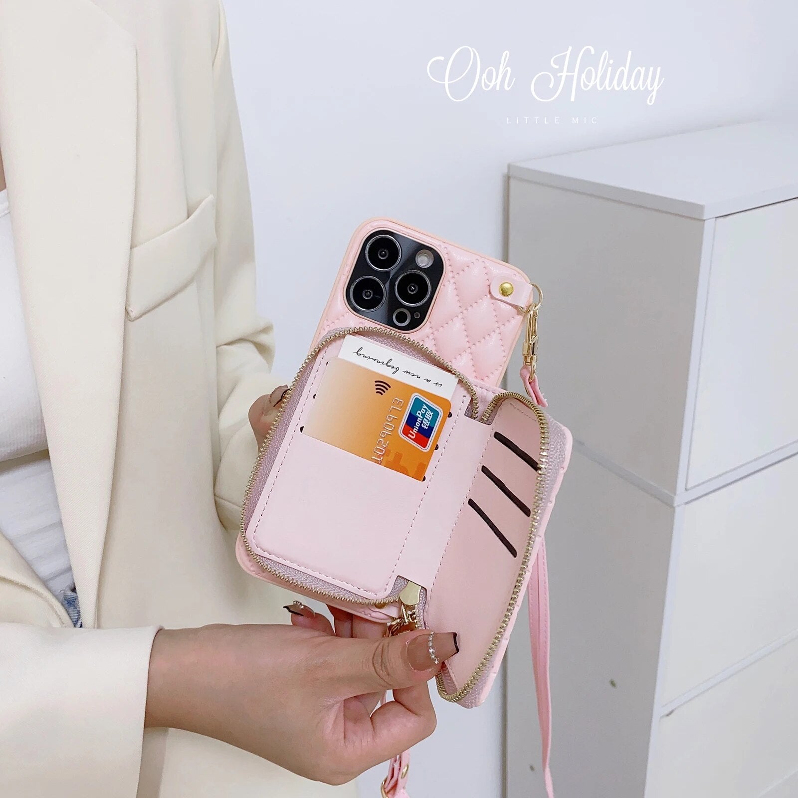 Luxury iPhone Case Wallet MagSafe Compatible Leather Zipper Crossbody Strap Card Holder Shockproof Protective Cover Camera Lens Protection Slim Design
