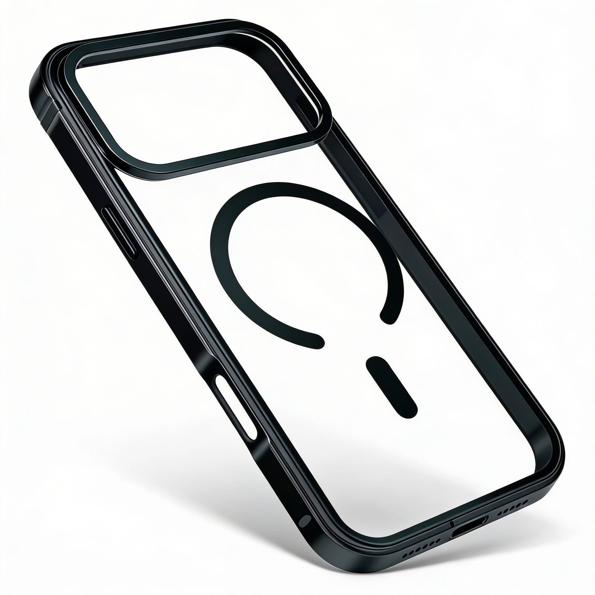 Metal Frame Magnetic Case Compatible with iPhone 17 Pro Max – Clear Back Protective Phone Cover