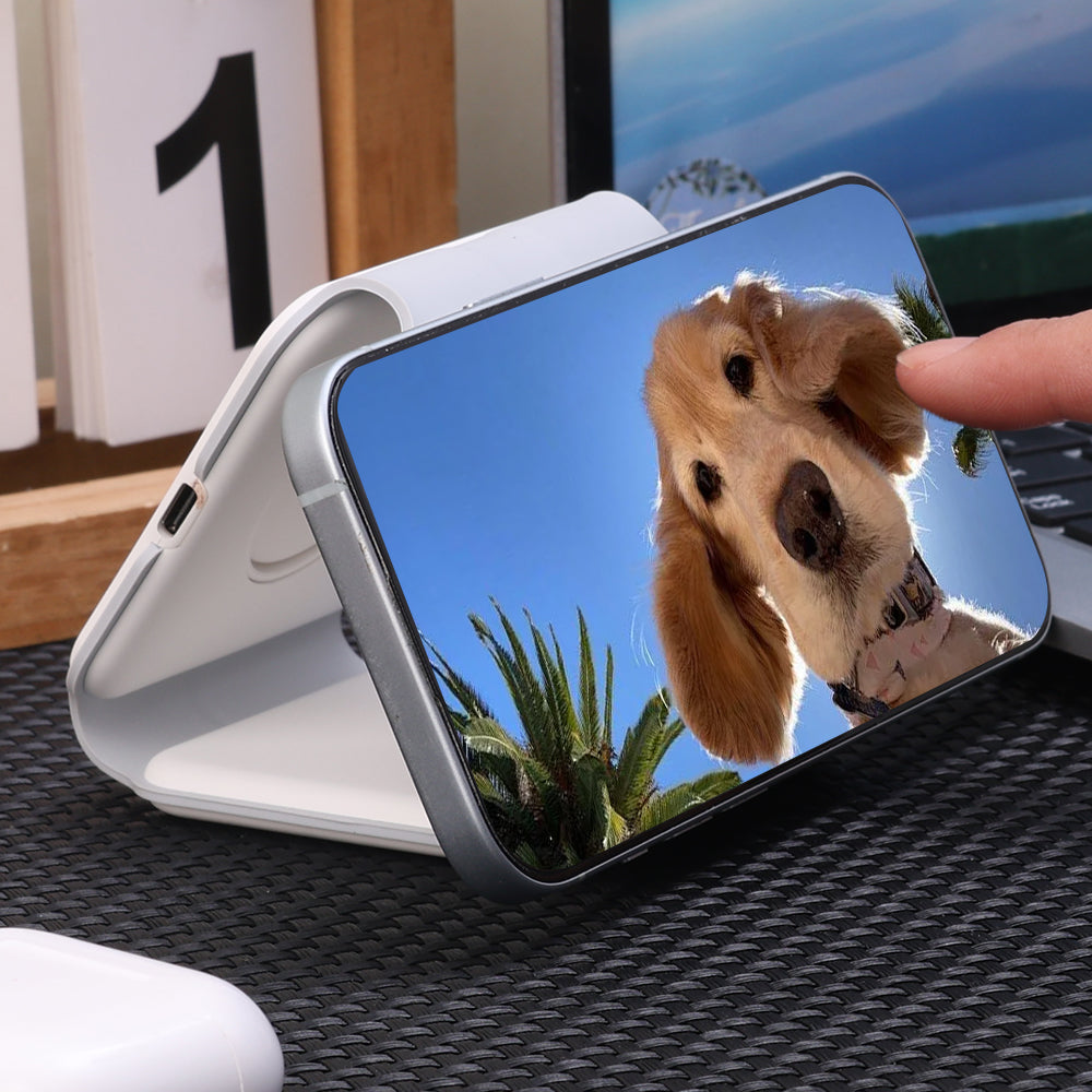 Premium 3-in-1 Wireless Charger Foldable MagSafe Compatible 15W Fast Charging Station Magnetic Portable Charging Dock Smartphone Watch Earbuds