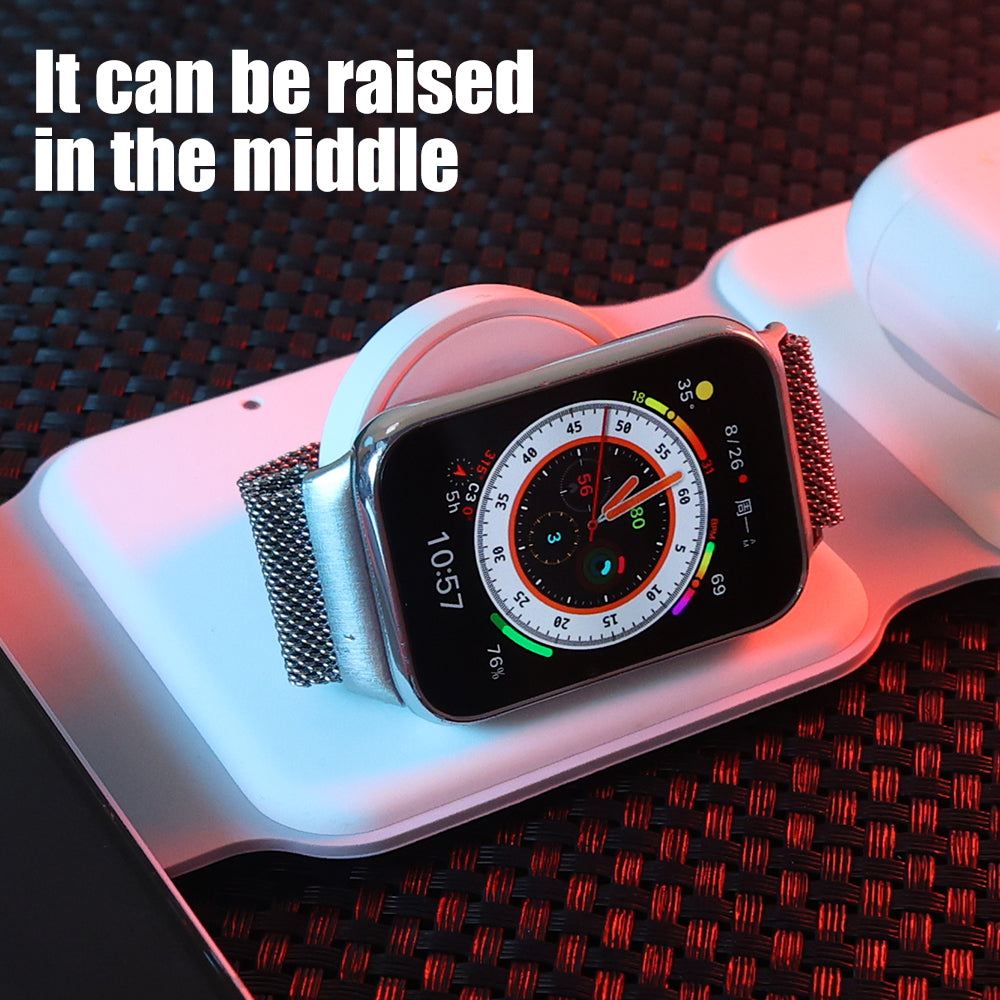Premium 3-in-1 Wireless Charger Foldable MagSafe Compatible 15W Fast Charging Station Magnetic Portable Charging Dock Smartphone Watch Earbuds