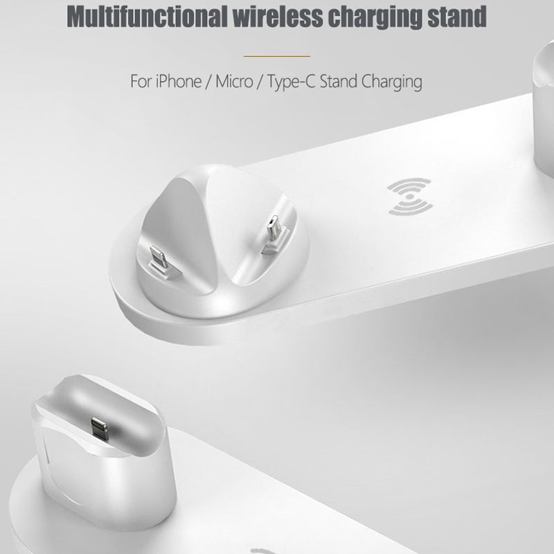 Premium 7-in-1 Wireless Charger Fast Charging Station Foldable Multi Device Charging Dock Smartphone Watch Earbuds Compatible