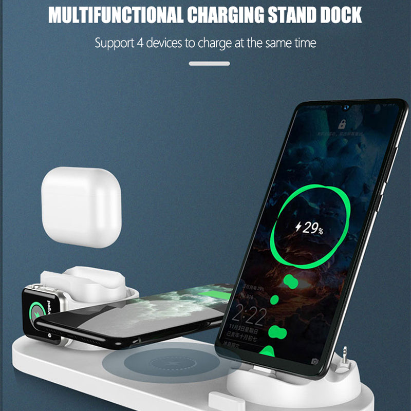 Premium 7-in-1 Wireless Charger Fast Charging Station Foldable Multi Device Charging Dock Smartphone Watch Earbuds Compatible