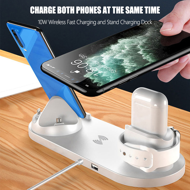Premium 7-in-1 Wireless Charger Fast Charging Station Foldable Multi Device Charging Dock Smartphone Watch Earbuds Compatible