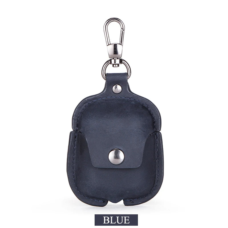 Premium AirPods Case Genuine Leather Protective Cover Keychain Clip Shockproof Slim Design Wireless Charging Compatible