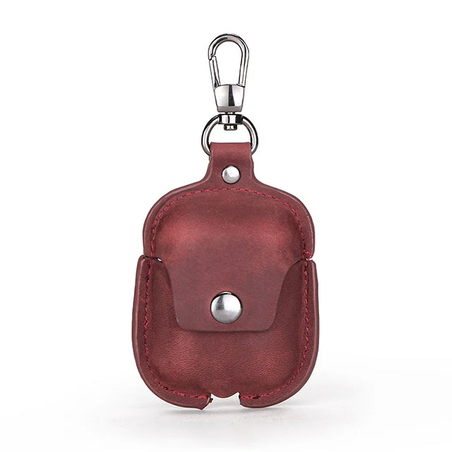 Premium AirPods Case Genuine Leather Protective Cover Keychain Clip Shockproof Slim Design Wireless Charging Compatible