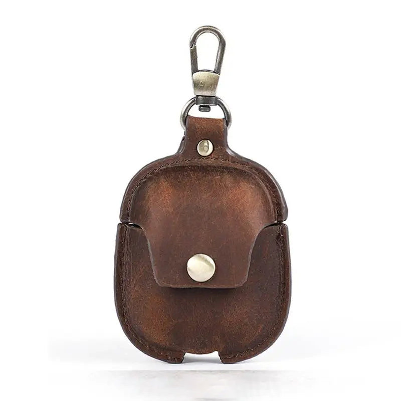 Premium AirPods Case Genuine Leather Protective Cover Keychain Clip Shockproof Slim Design Wireless Charging Compatible