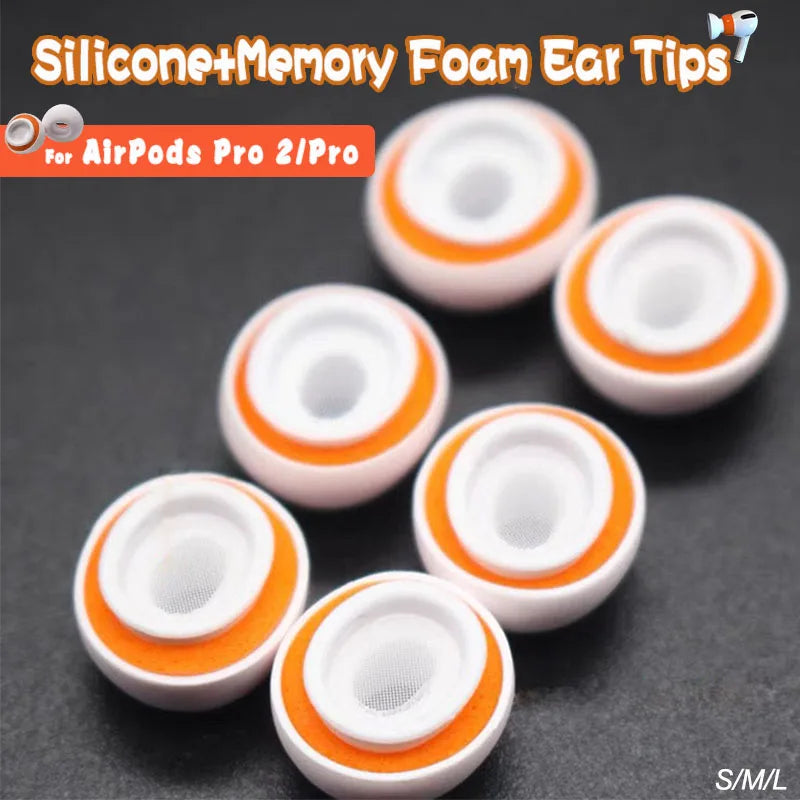 Premium AirPods Ear Tips Memory Foam & Silicone Replacement Comfortable Noise Isolation Multiple Sizes Earbud Accessories