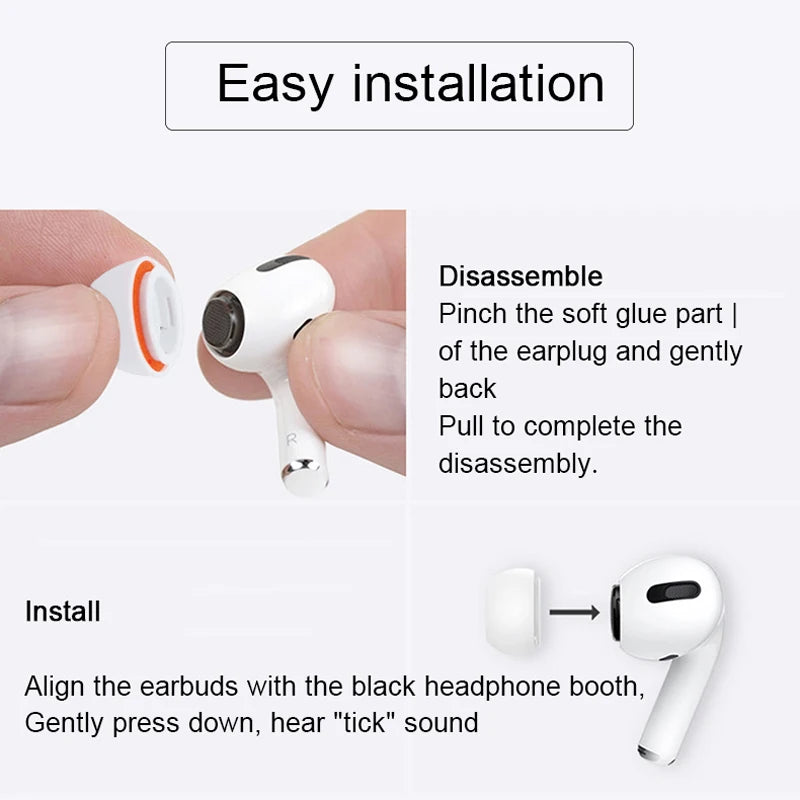Premium AirPods Ear Tips Memory Foam & Silicone Replacement Comfortable Noise Isolation Multiple Sizes Earbud Accessories