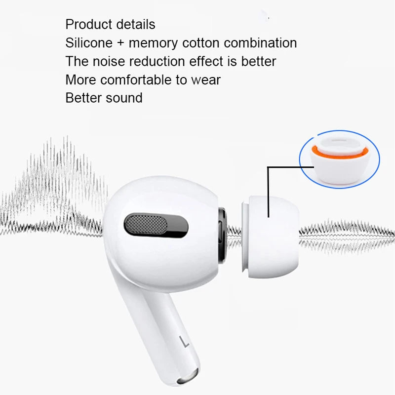 Premium AirPods Ear Tips Memory Foam & Silicone Replacement Comfortable Noise Isolation Multiple Sizes Earbud Accessories