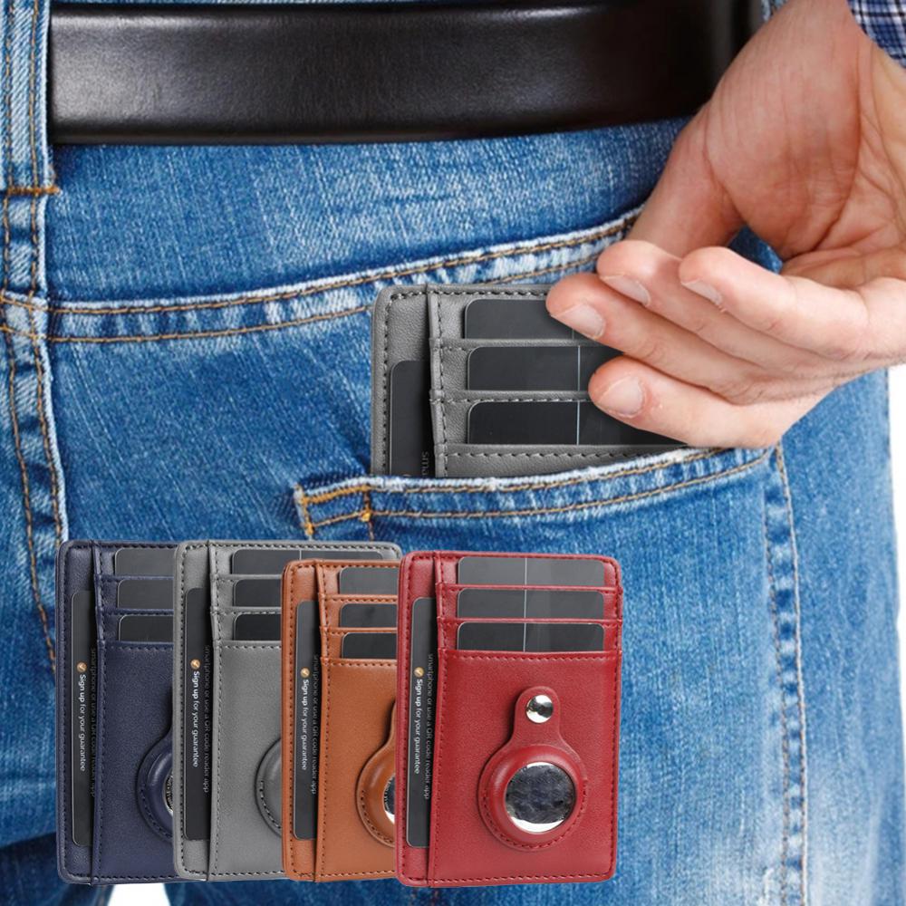 Premium AirTag Wallet Case RFID Blocking Leather Card Holder Slim Magnetic Closure Secure ID Credit Card Storage