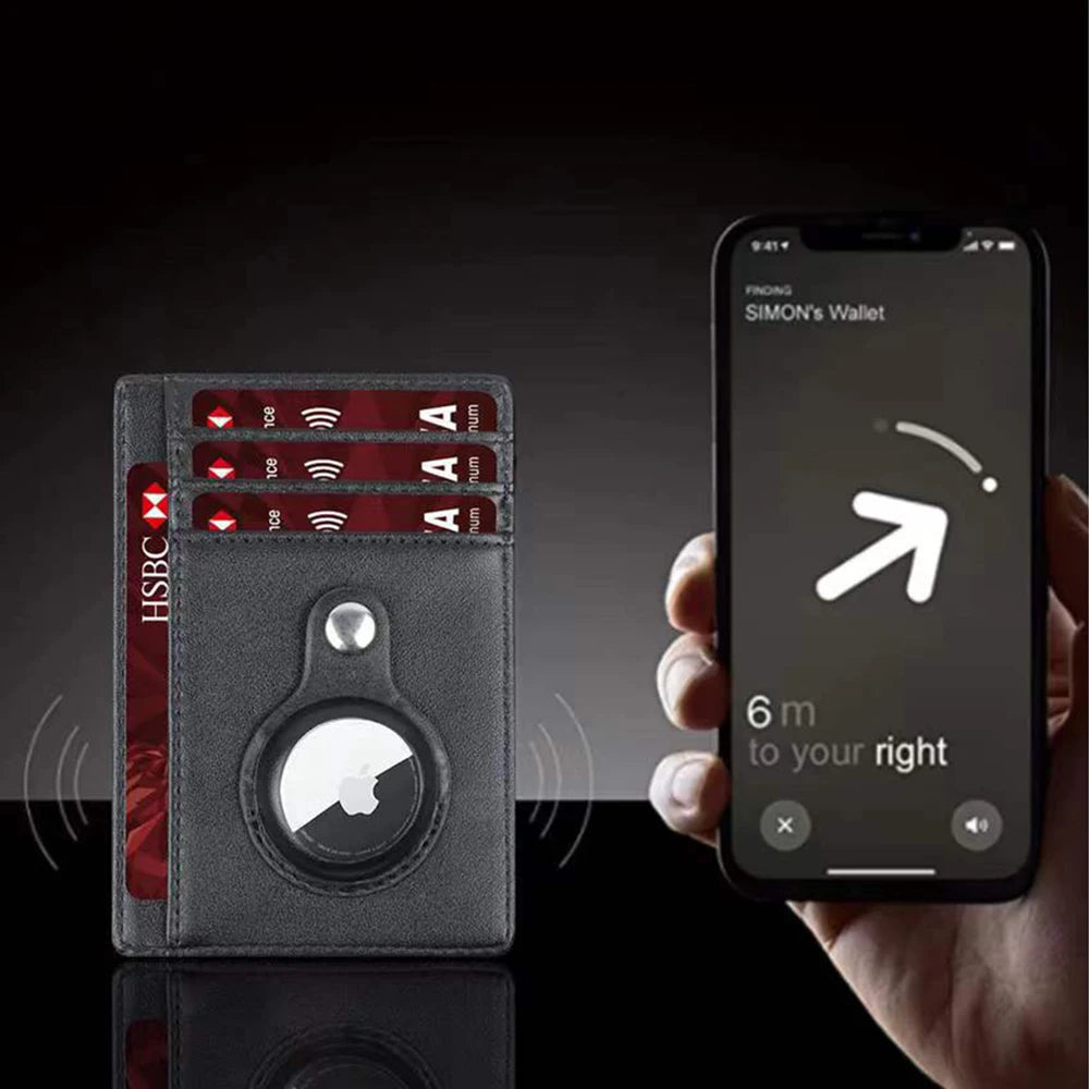 Premium AirTag Wallet Case RFID Blocking Leather Card Holder Slim Magnetic Closure Secure ID Credit Card Storage