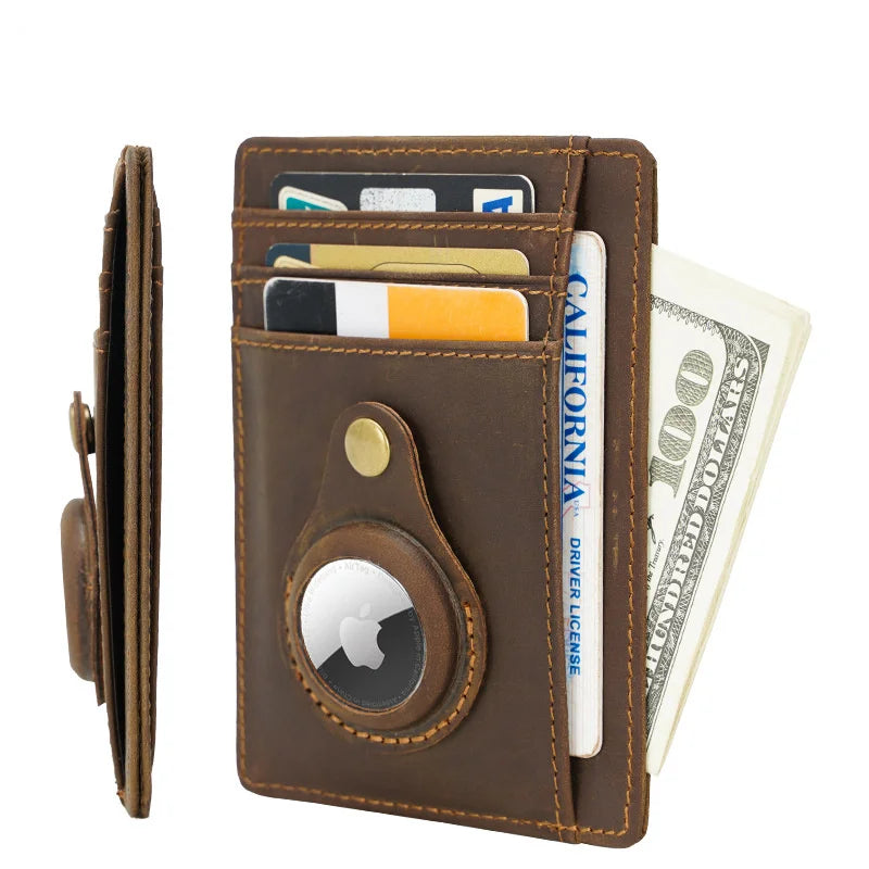 Premium AirTag Wallet Case RFID Blocking Leather Card Holder Slim Magnetic Closure Secure ID Credit Card Storage