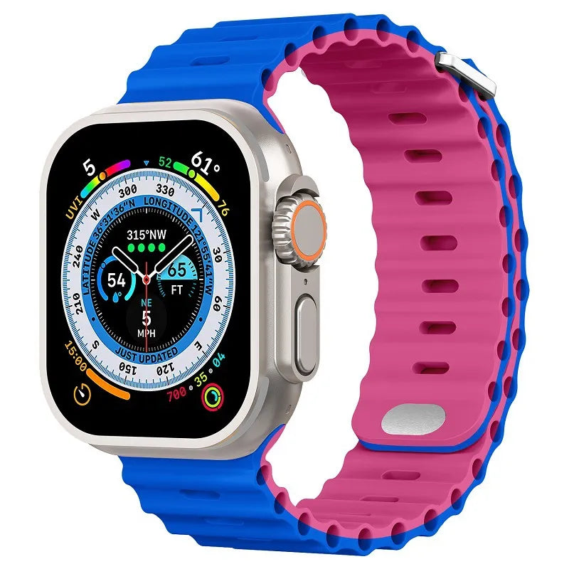 Premium Apple Watch Band Ocean Strap Soft Silicone Sport Wristband Adjustable Secure Fit Comfortable Durable Design