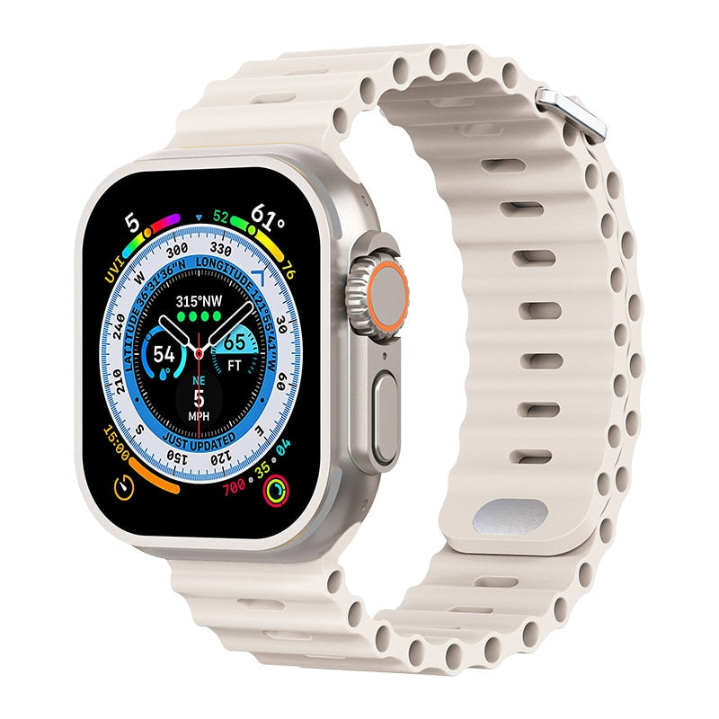Premium Apple Watch Band Ocean Strap Soft Silicone Sport Wristband Adjustable Secure Fit Comfortable Durable Design