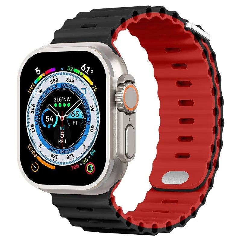 Premium Apple Watch Band Ocean Strap Soft Silicone Sport Wristband Adjustable Secure Fit Comfortable Durable Design