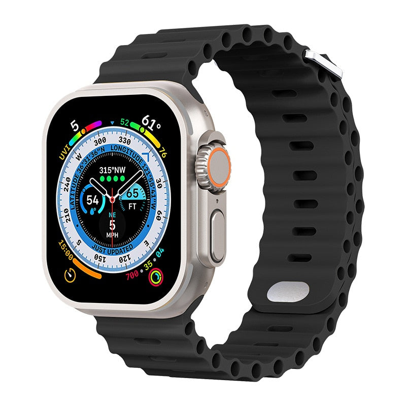 Premium Apple Watch Band Ocean Strap Soft Silicone Sport Wristband Adjustable Secure Fit Comfortable Durable Design