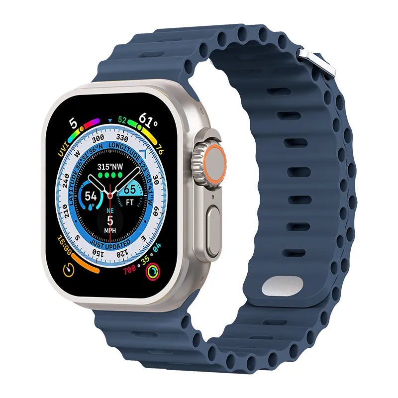 Premium Apple Watch Band Ocean Strap Soft Silicone Sport Wristband Adjustable Secure Fit Comfortable Durable Design
