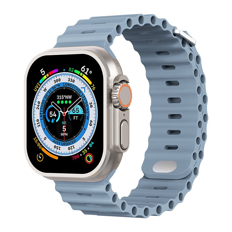 Premium Apple Watch Band Ocean Strap Soft Silicone Sport Wristband Adjustable Secure Fit Comfortable Durable Design