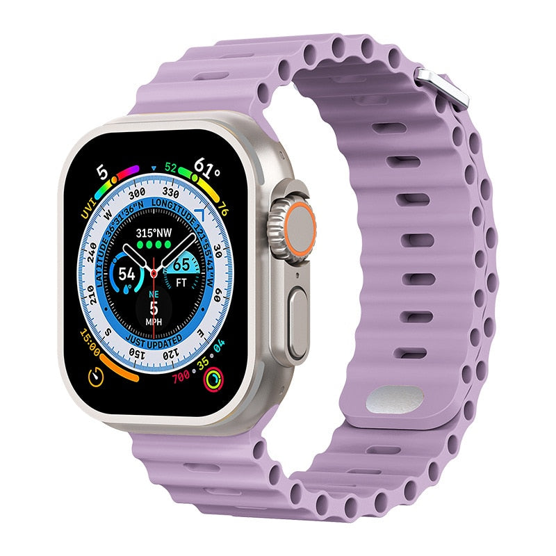 Premium Apple Watch Band Ocean Strap Soft Silicone Sport Wristband Adjustable Secure Fit Comfortable Durable Design