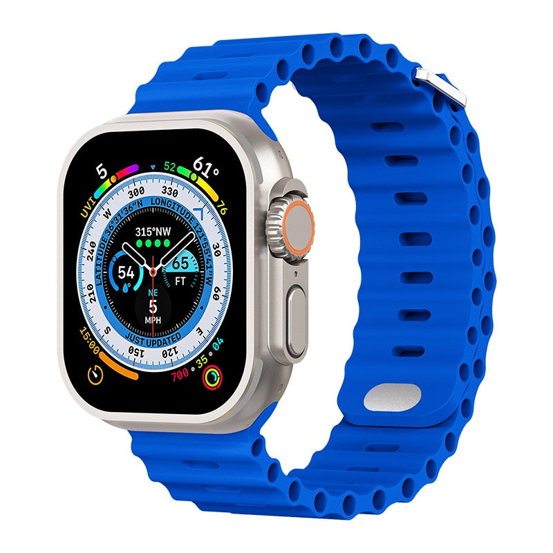 Premium Apple Watch Band Ocean Strap Soft Silicone Sport Wristband Adjustable Secure Fit Comfortable Durable Design