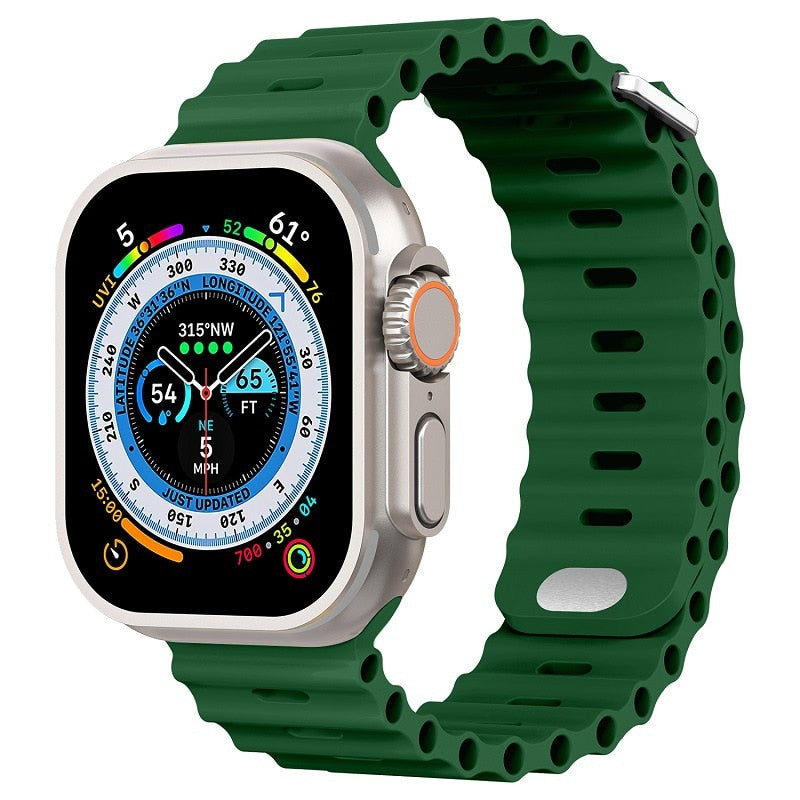 Premium Apple Watch Band Ocean Strap Soft Silicone Sport Wristband Adjustable Secure Fit Comfortable Durable Design