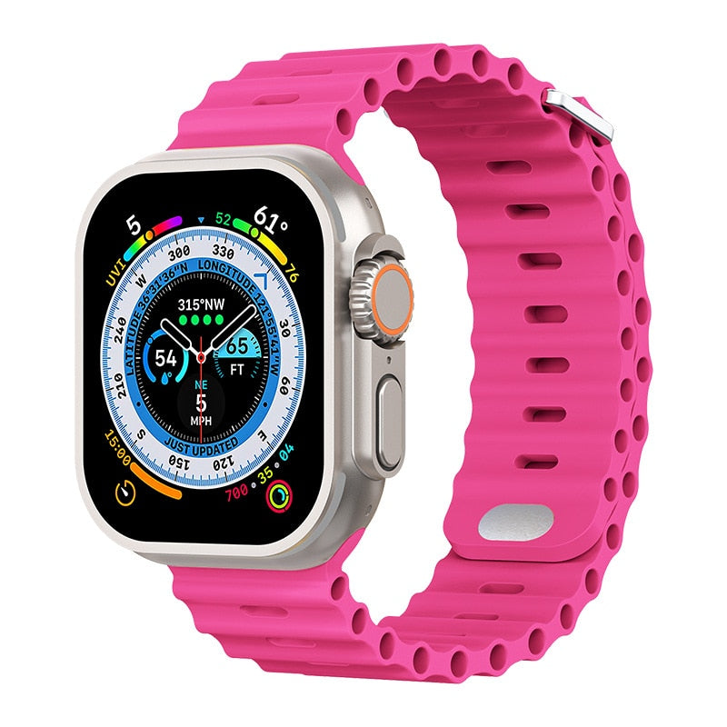 Premium Apple Watch Band Ocean Strap Soft Silicone Sport Wristband Adjustable Secure Fit Comfortable Durable Design