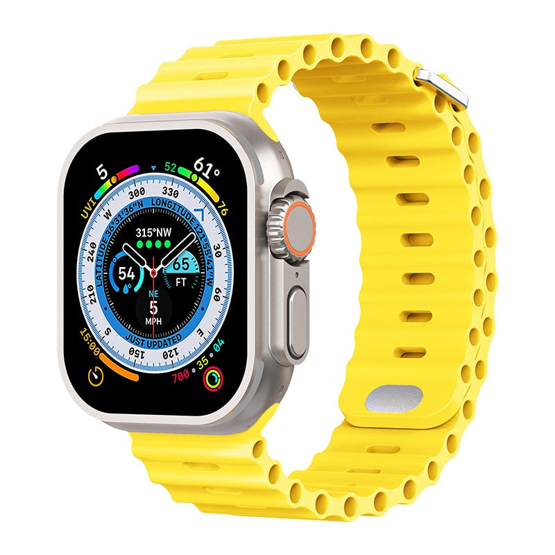 Premium Apple Watch Band Ocean Strap Soft Silicone Sport Wristband Adjustable Secure Fit Comfortable Durable Design