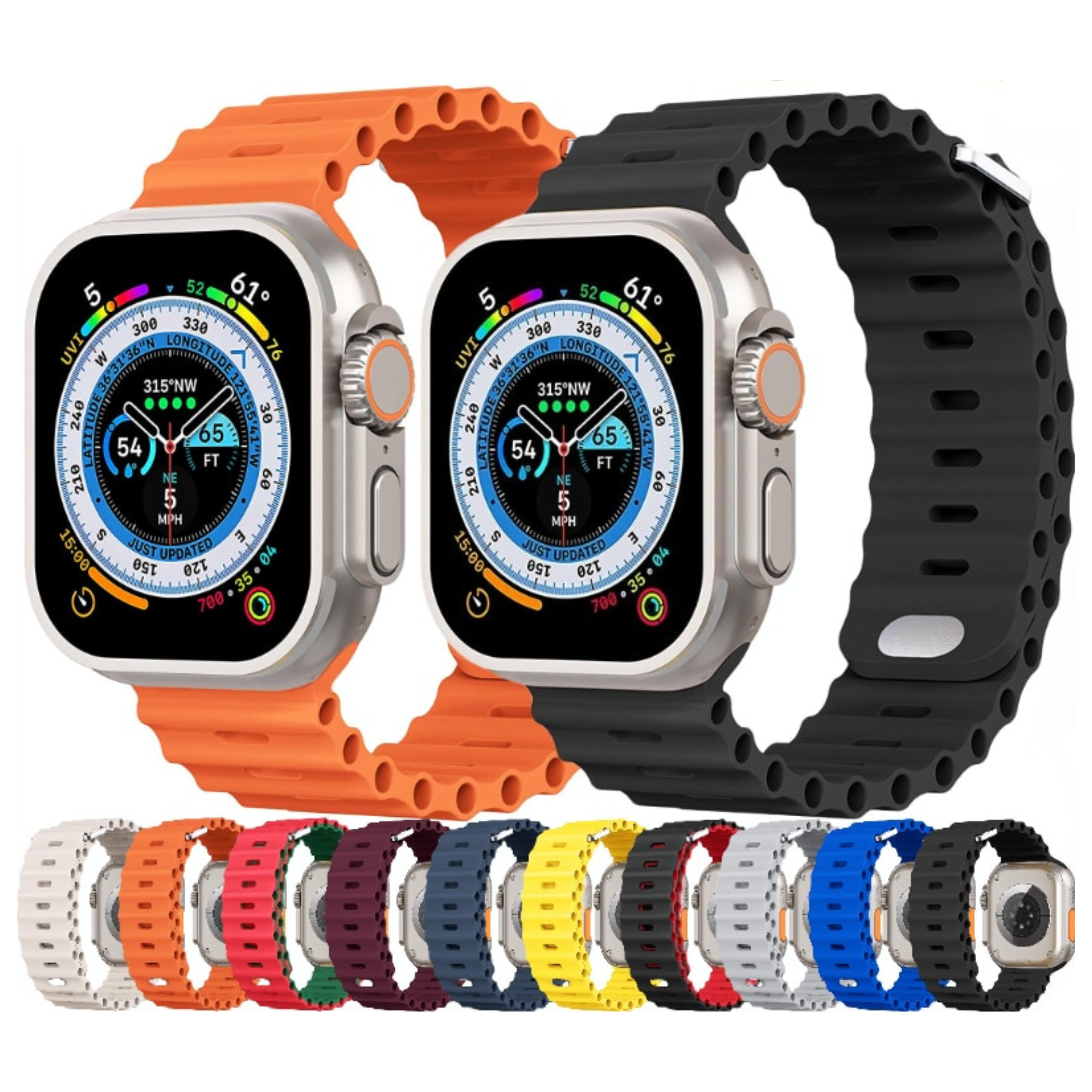 Premium Apple Watch Band Ocean Strap Soft Silicone Sport Wristband Adjustable Secure Fit Comfortable Durable Design