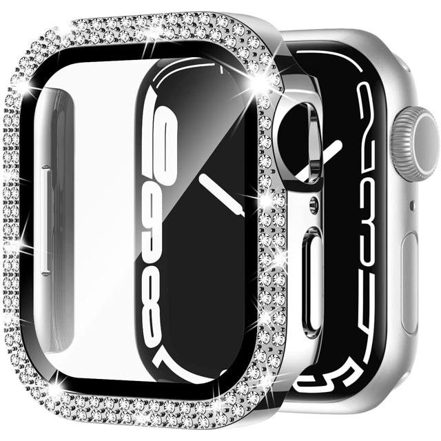 Premium Apple Watch Case Bling Rhinestone Glass Screen Protector Shockproof Protective Cover Luxury Design