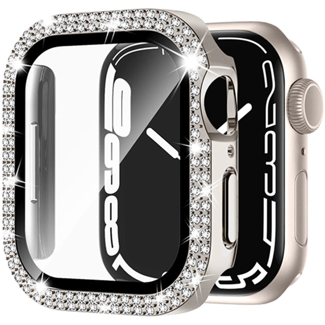 Premium Apple Watch Case Bling Rhinestone Glass Screen Protector Shockproof Protective Cover Luxury Design