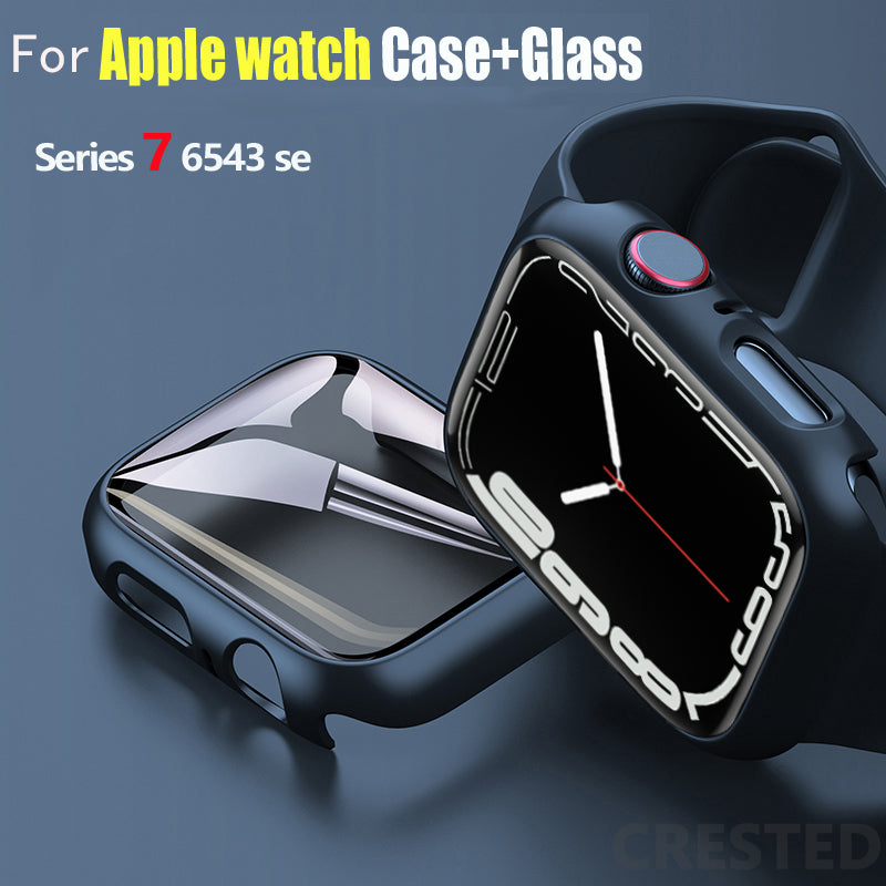 Premium Apple Watch Case Tempered Glass Screen Protector PC Bumper Shockproof Protective Cover Transparent Design